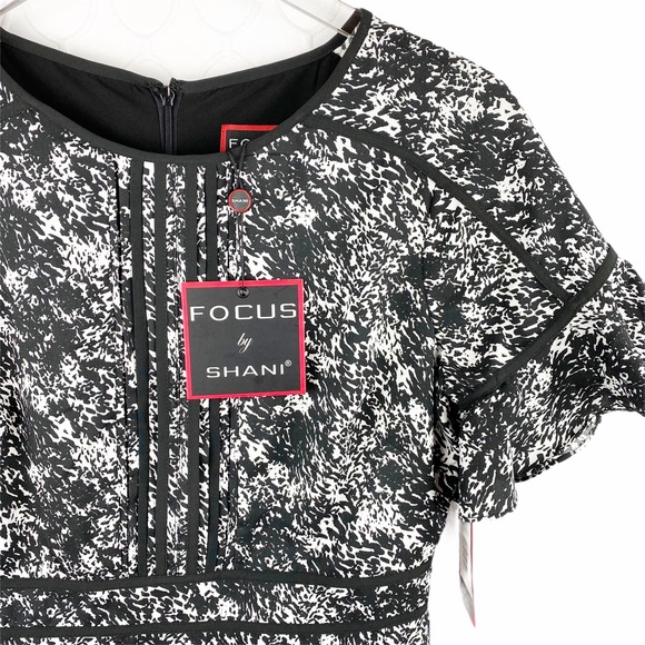 NWT Focus by Shani Ruffle Sleeve Flounce Dress 2 - Picture 6 of 9